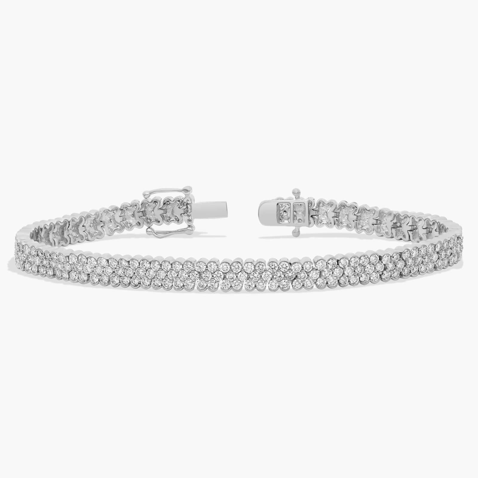 Diamond Flower Link Tennis Bracelet in 14k White Gold (6 Ct. Tw.)