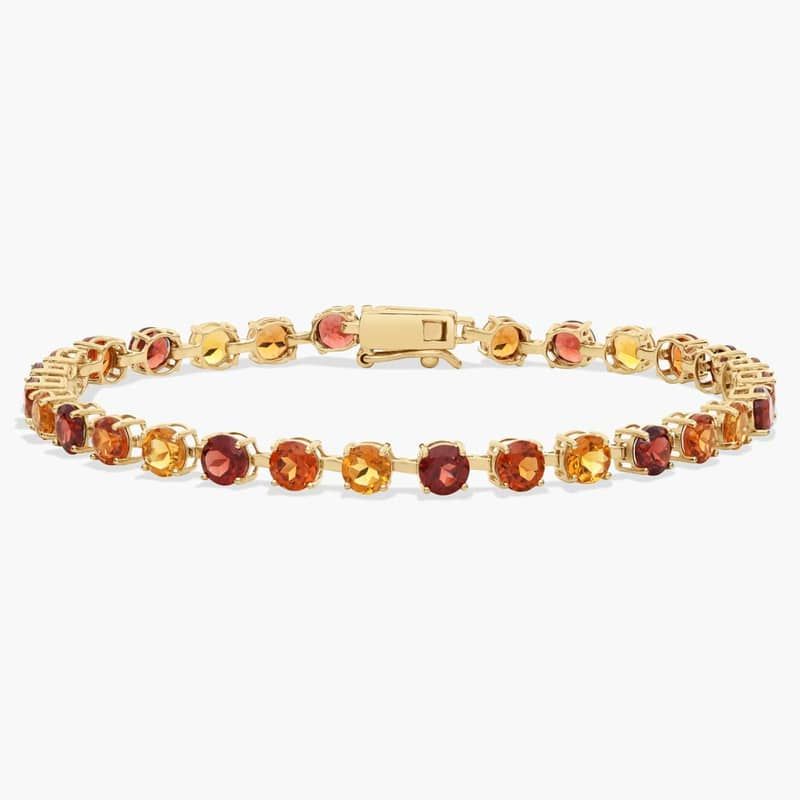 Sunset Multi Gemstone Station Bracelet in 14k Yellow Gold