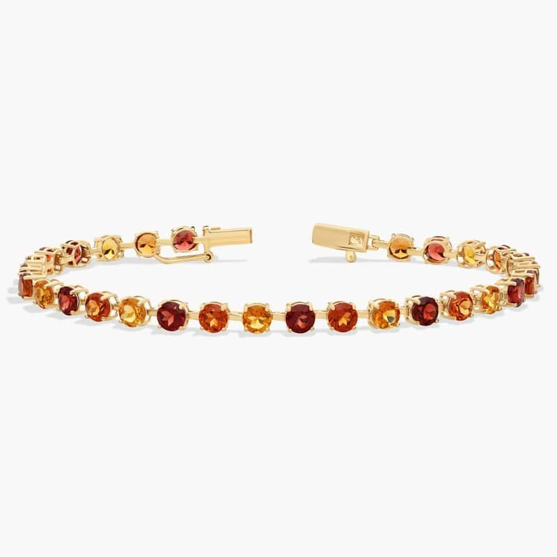 Sunset Multi Gemstone Station Bracelet in 14k Yellow Gold