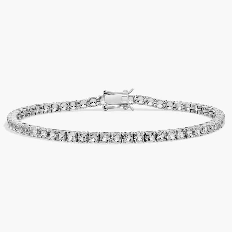 White Topaz Birthstone Tennis Bracelet in 14K White Gold