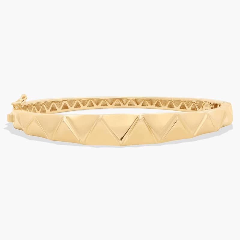 6.75" Zig-Zag Bangle Bracelet in 14K Yellow Gold