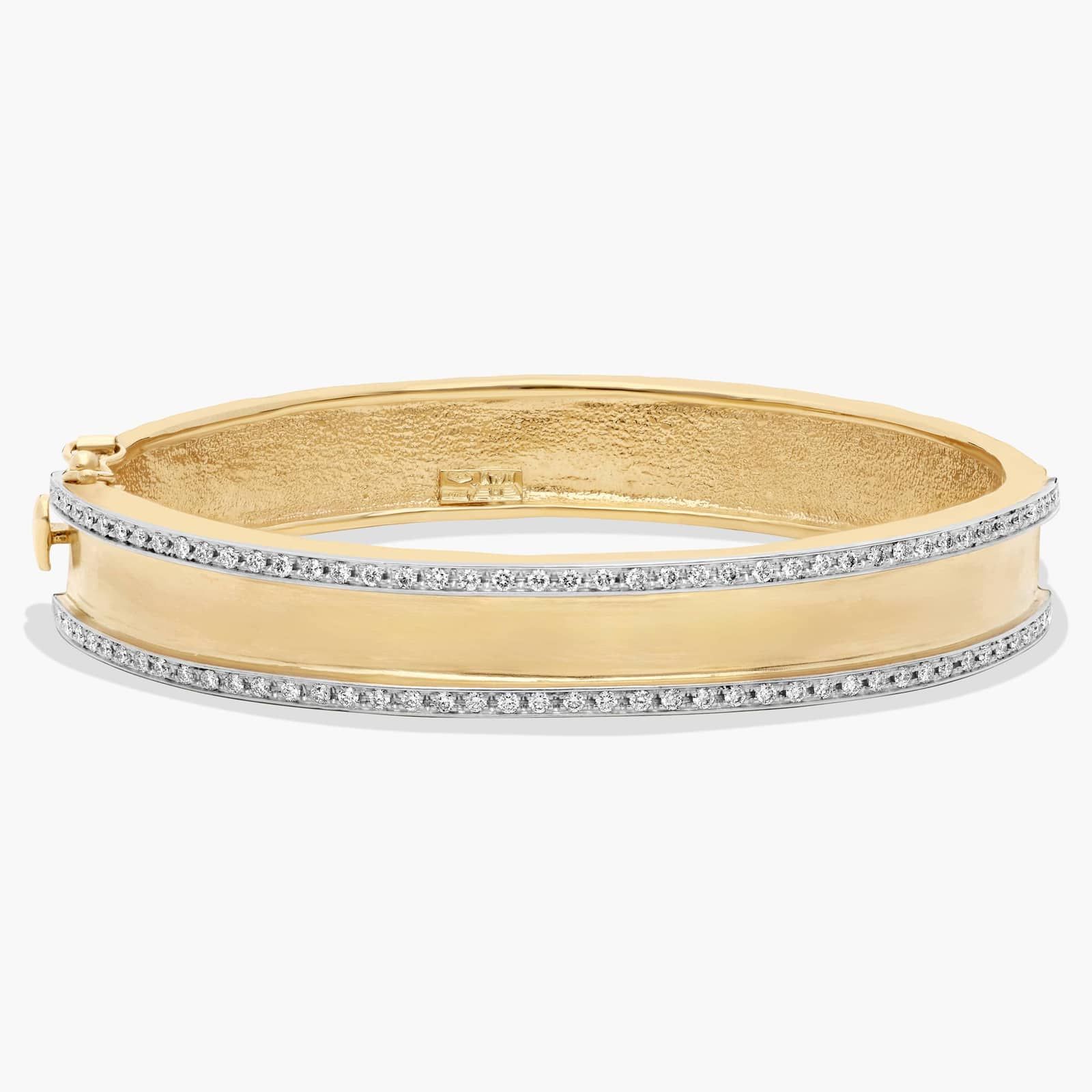 7.25" 2 Row Diamond Bangle Bracelet in 18K Yellow Gold