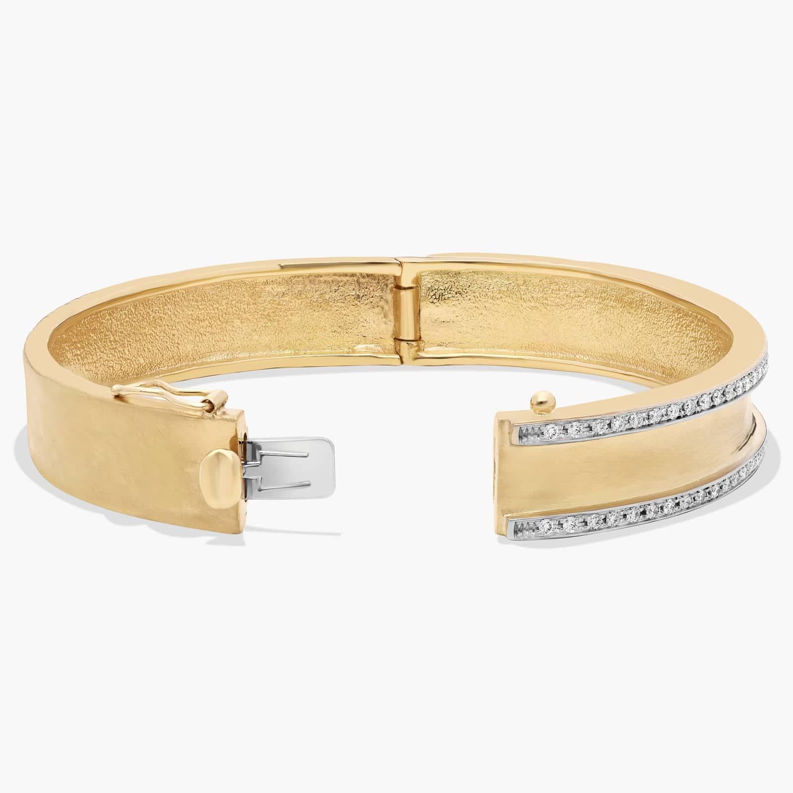 7.25" 2 Row Diamond Bangle Bracelet in 18K Yellow Gold