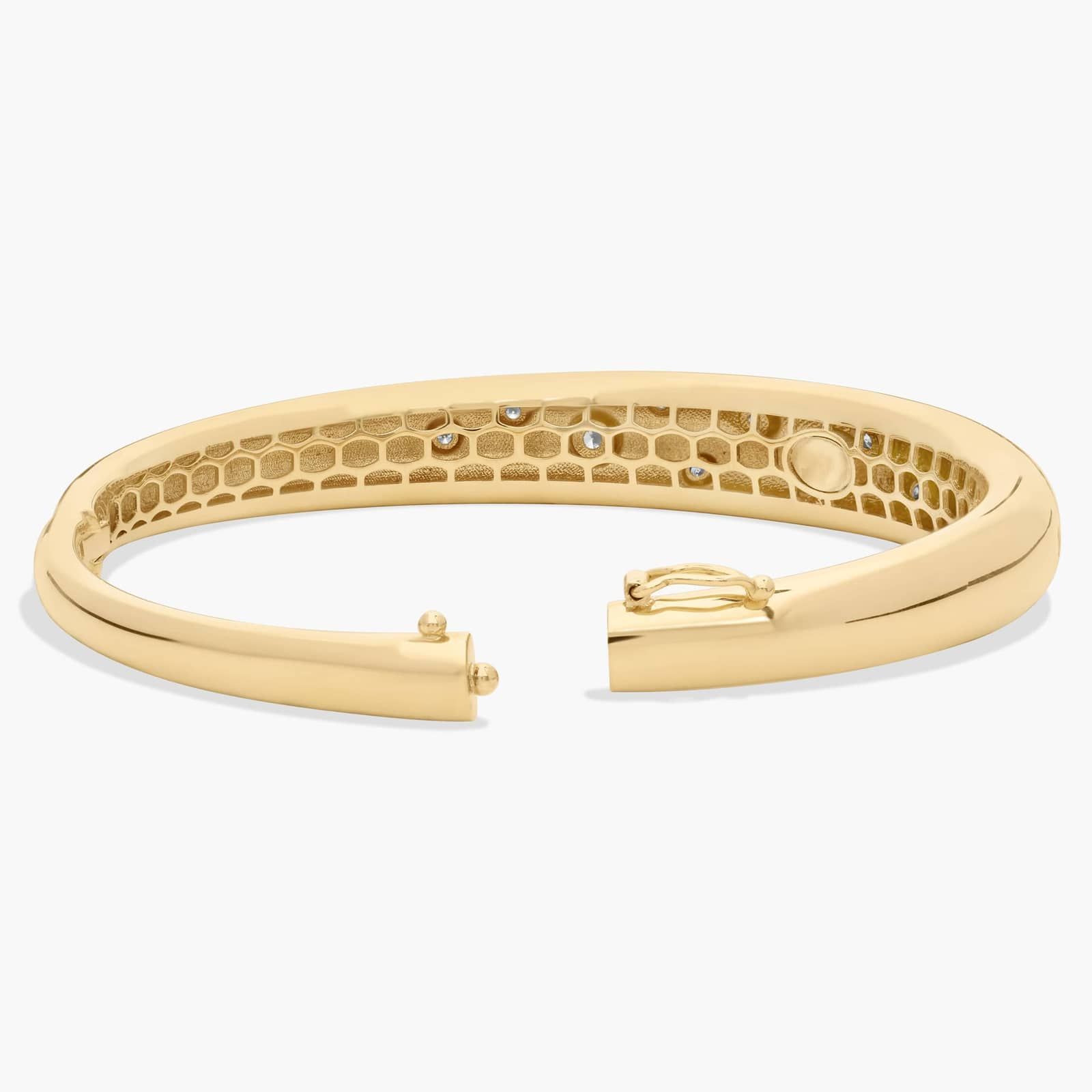 7.25" Scattered Diamond Puffy Bangle Bracelet in 18K Yellow Gold