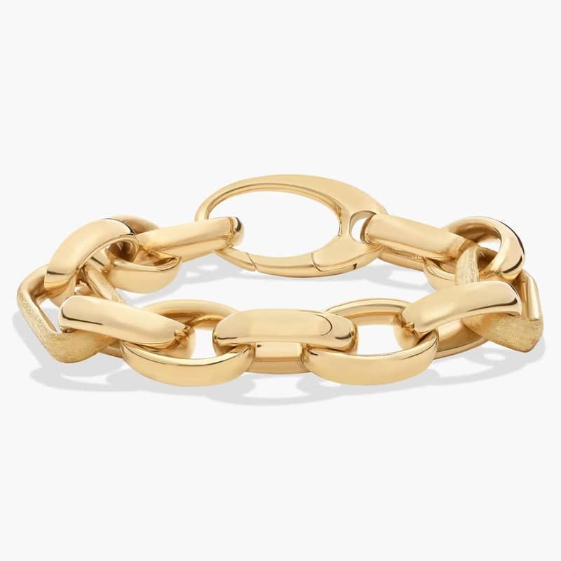 7.75" Oval and Square Open Link Bracelet in 18K Yellow Gold