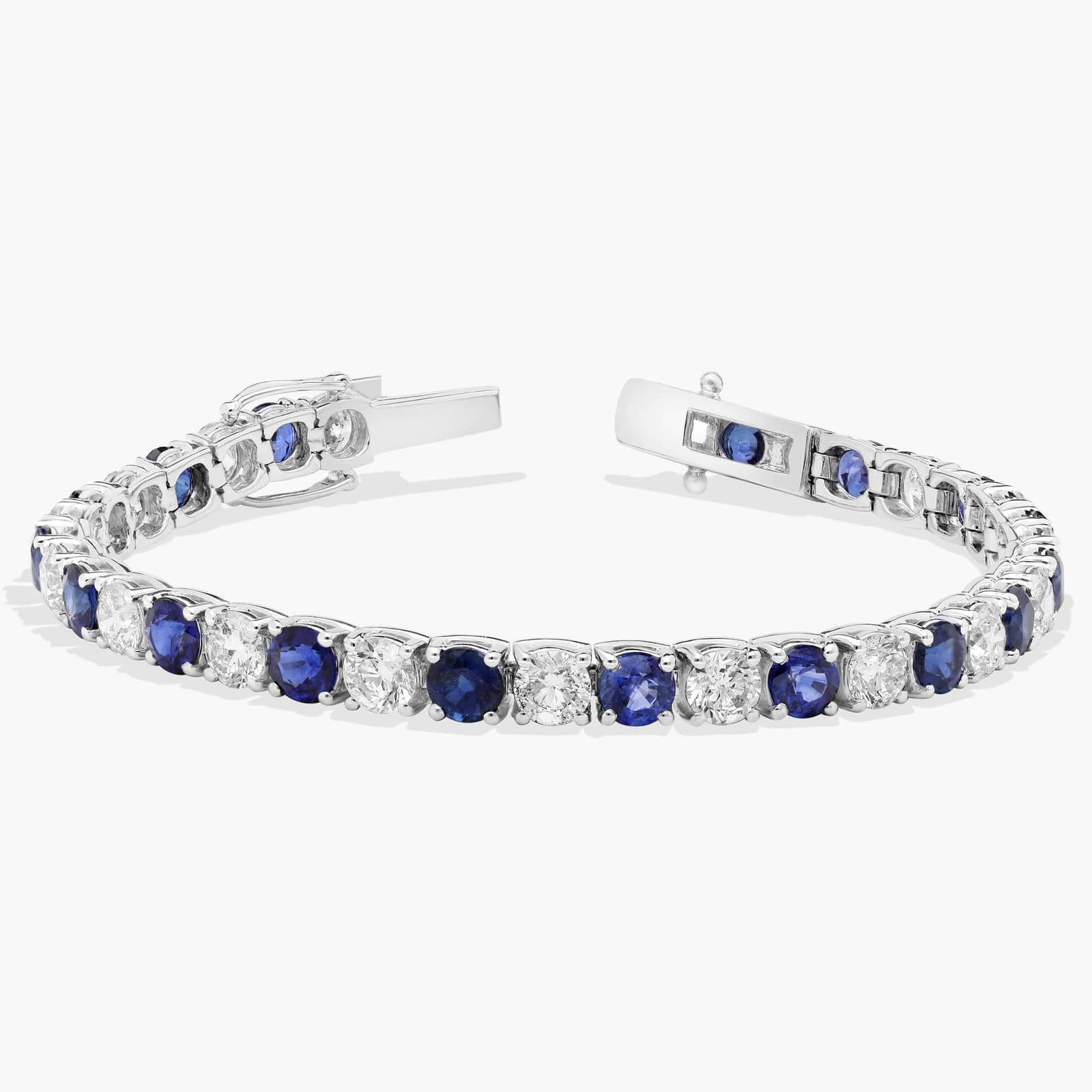 Extraordinary Collection: Alternating Diamond and Sapphire Tennis Bracelet in 18K White Gold