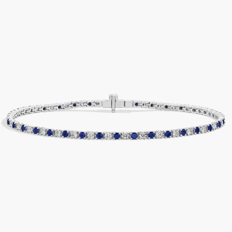 Luna Diamond and Sapphire Tennis Bracelet in 14k White Gold (1 Ct. Tw.)