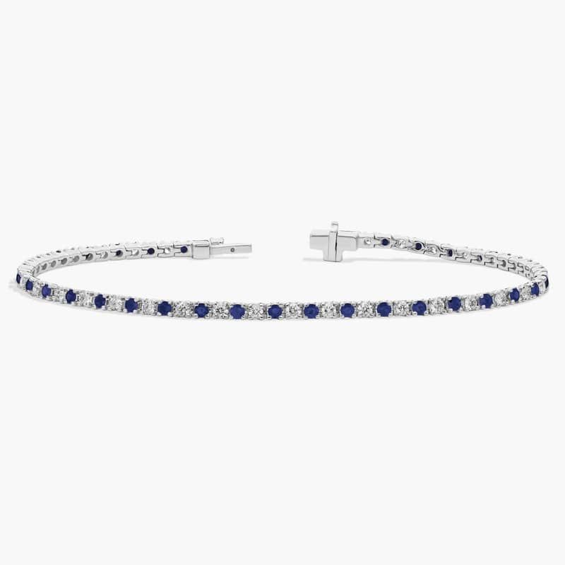 Luna Diamond and Sapphire Tennis Bracelet in 14k White Gold (1 Ct. Tw.)