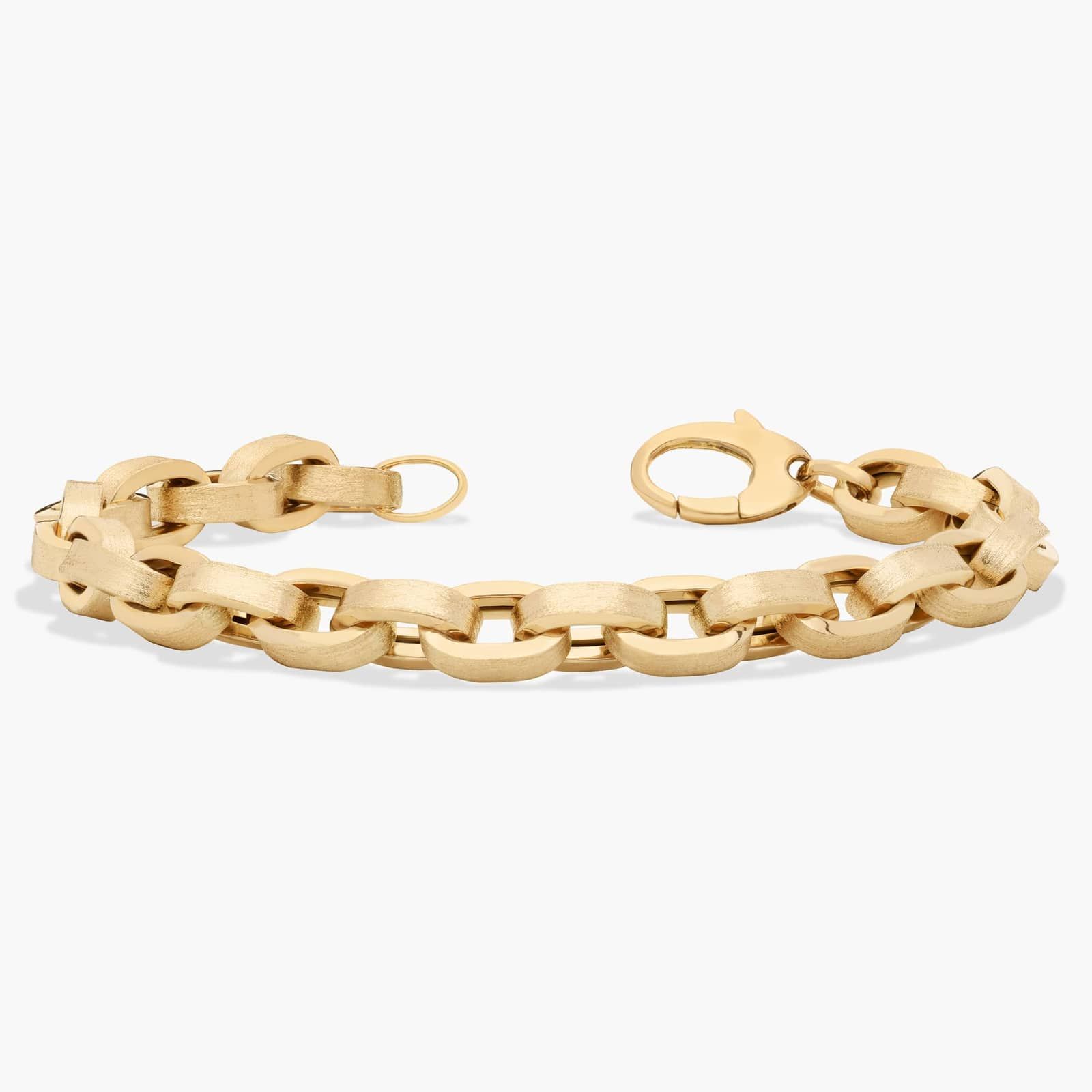8.25" Textured Oval Link Bracelet in 14K Yellow Gold