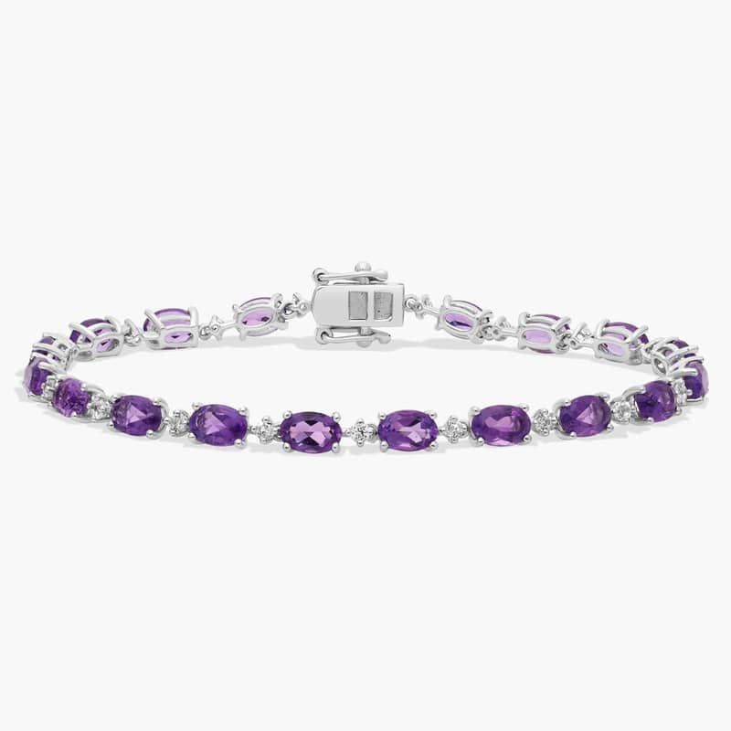 East-west Oval Amethyst Fashion Bracelet in Sterling Silver