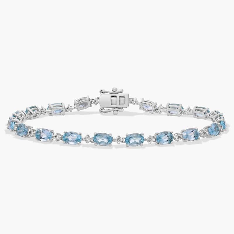 East-west Oval Sky Blue Topaz Fashion Bracelet in Sterling Silver