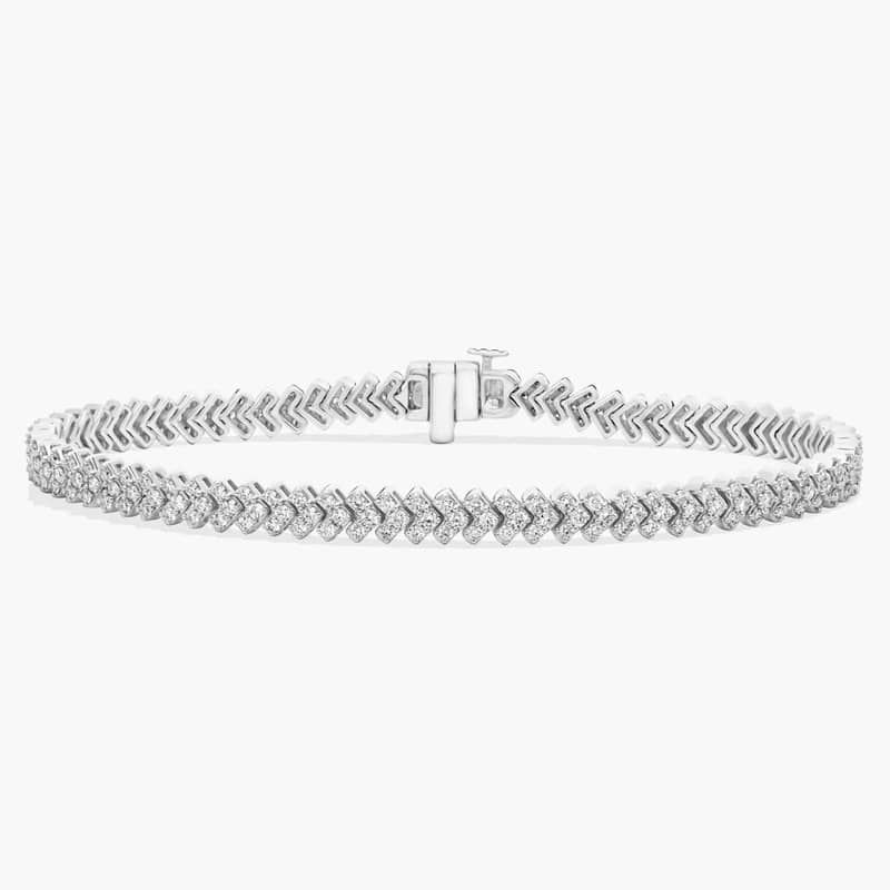 Lab Grown Diamond Chevron Tennis Bracelet in 14K White Gold (2 1/2 Ct. Tw.)