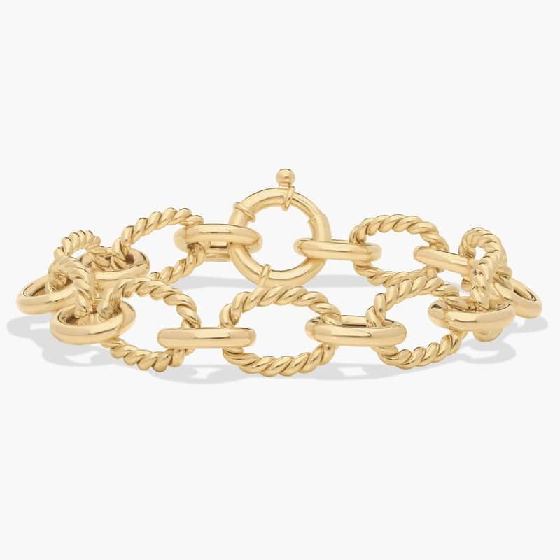 8" Twisted Oval Link Chain Bracelet in 14K Yellow Gold