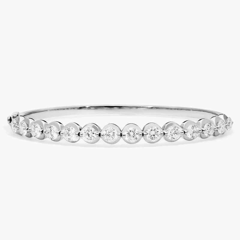 Illusion Bangle Bracelet With Lab-Grown Diamonds In 14K White Gold (6")