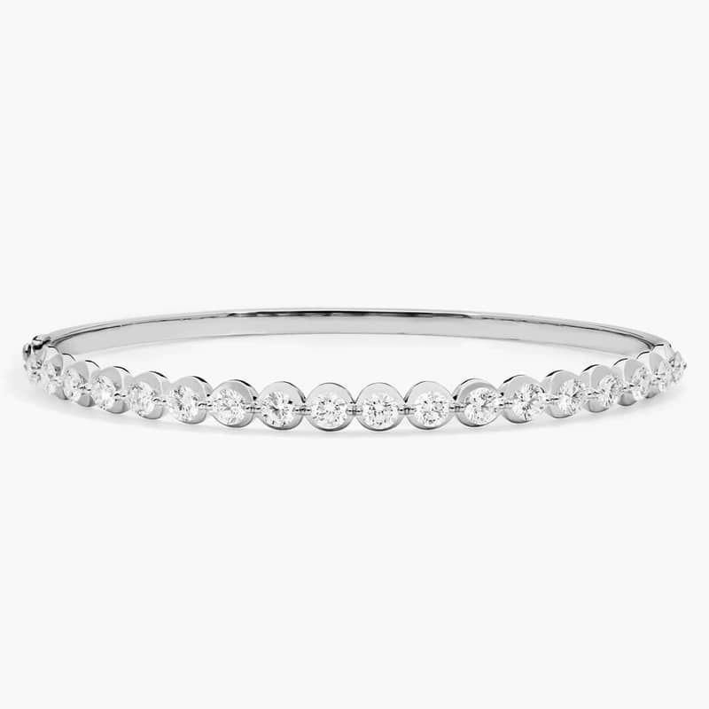 Illusion Bangle Bracelet With Lab-Grown Diamonds In 14K White Gold (8")