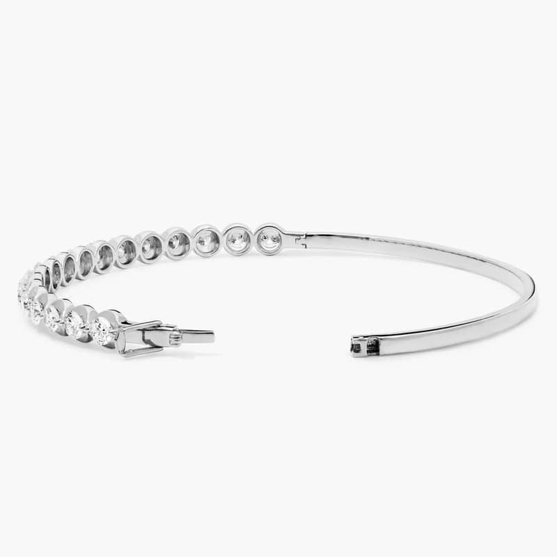Illusion Bangle Bracelet With Lab-Grown Diamonds In 14K White Gold (8")