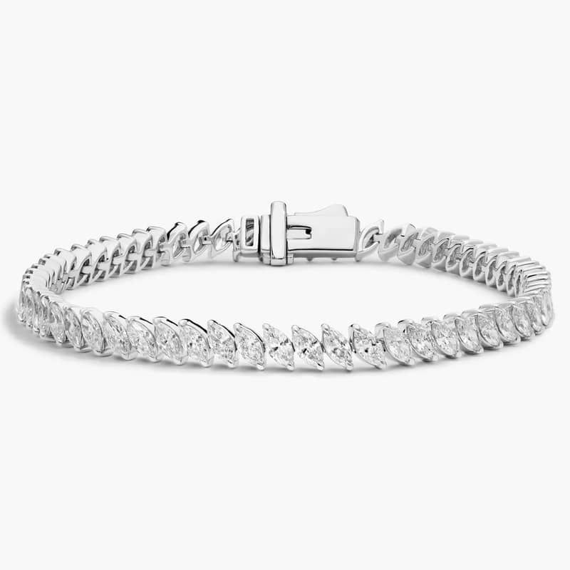 Tennis Bracelet With 6 CTW Marquise Cut Lab-Grown Diamonds In 14K White Gold