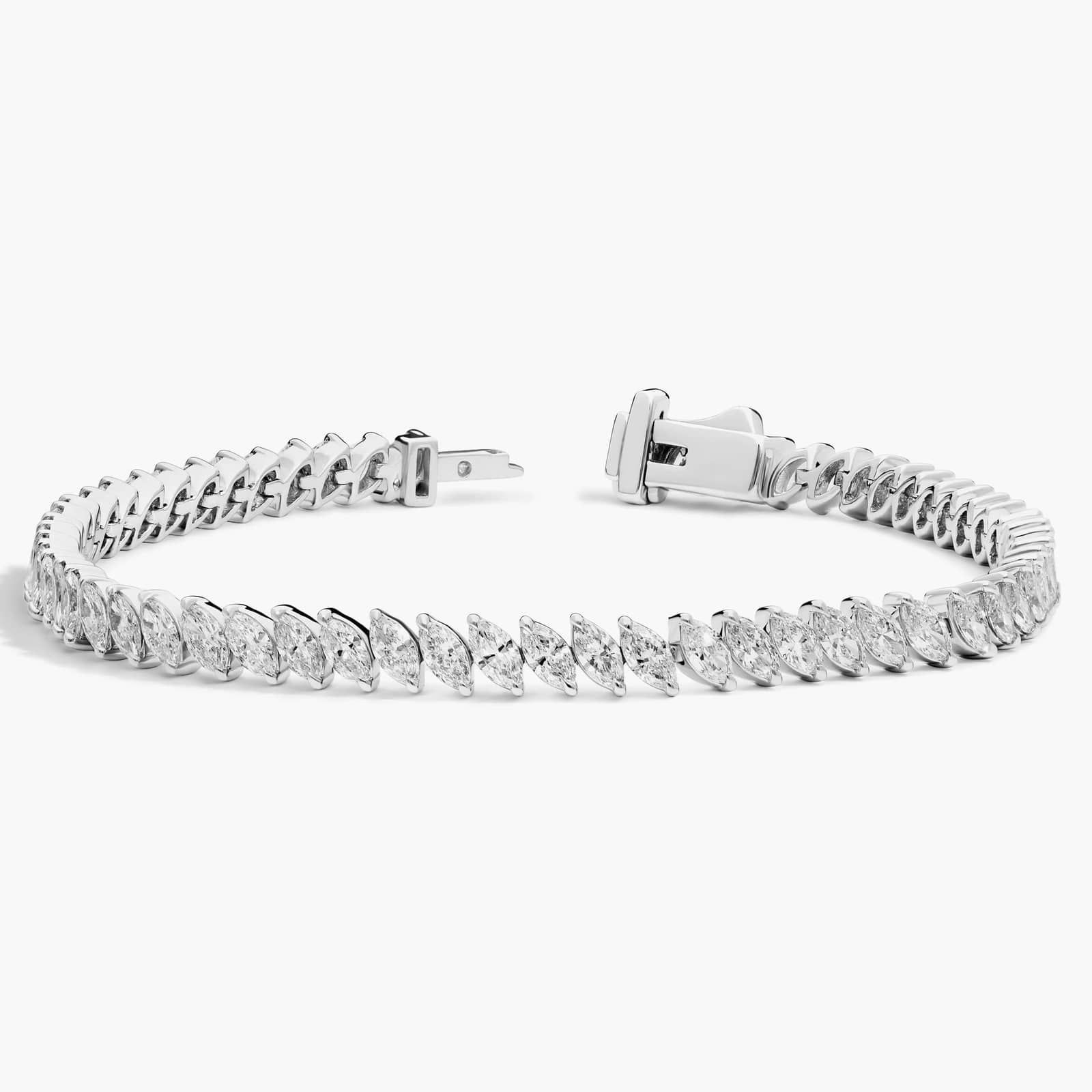 Tennis Bracelet With 6 CTW Marquise Cut Lab-Grown Diamonds In 14K White Gold
