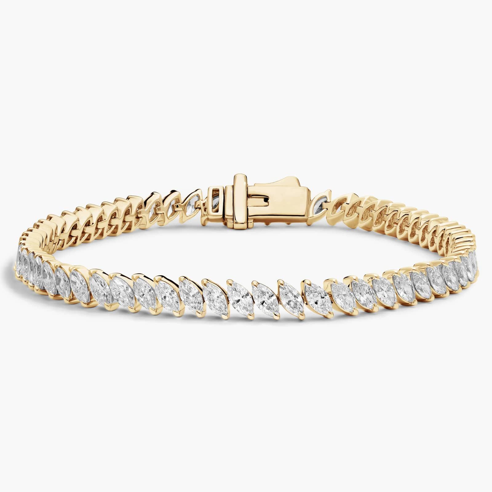 Tennis Bracelet With 6 CTW Marquise Cut Lab-Grown Diamonds In 14K Yellow Gold