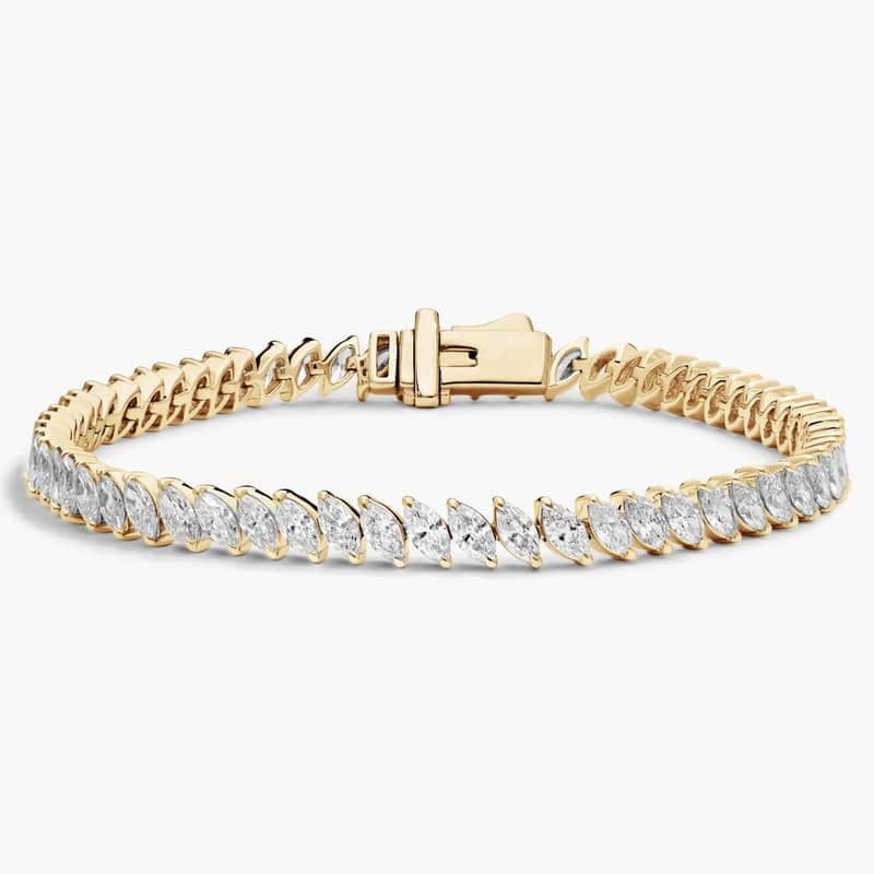 Tennis Bracelet With 6 CTW Marquise Cut Lab-Grown Diamonds In 14K Yellow Gold