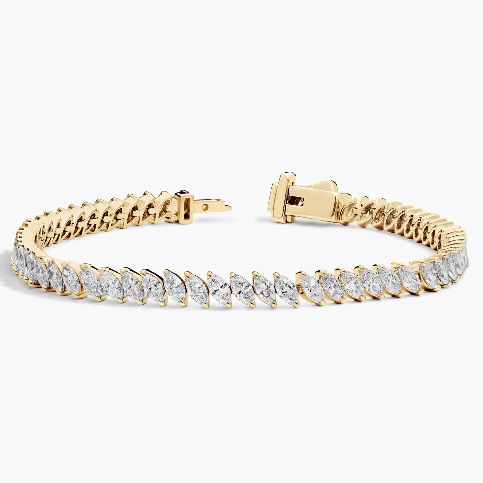 Tennis Bracelet With 6 CTW Marquise Cut Lab-Grown Diamonds In 14K Yellow Gold