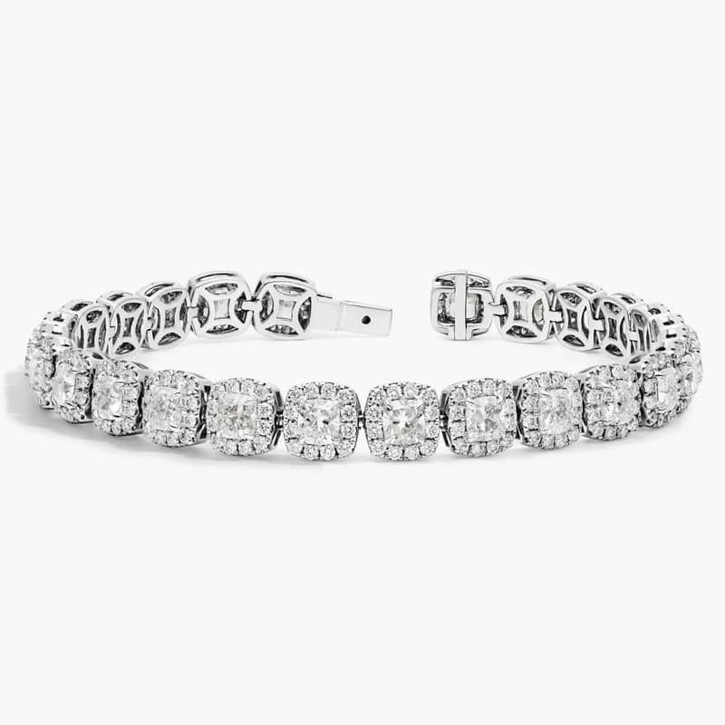 Diamond Bracelet with 11.5 CTW Cushion And Round Cut Diamonds in Platinum