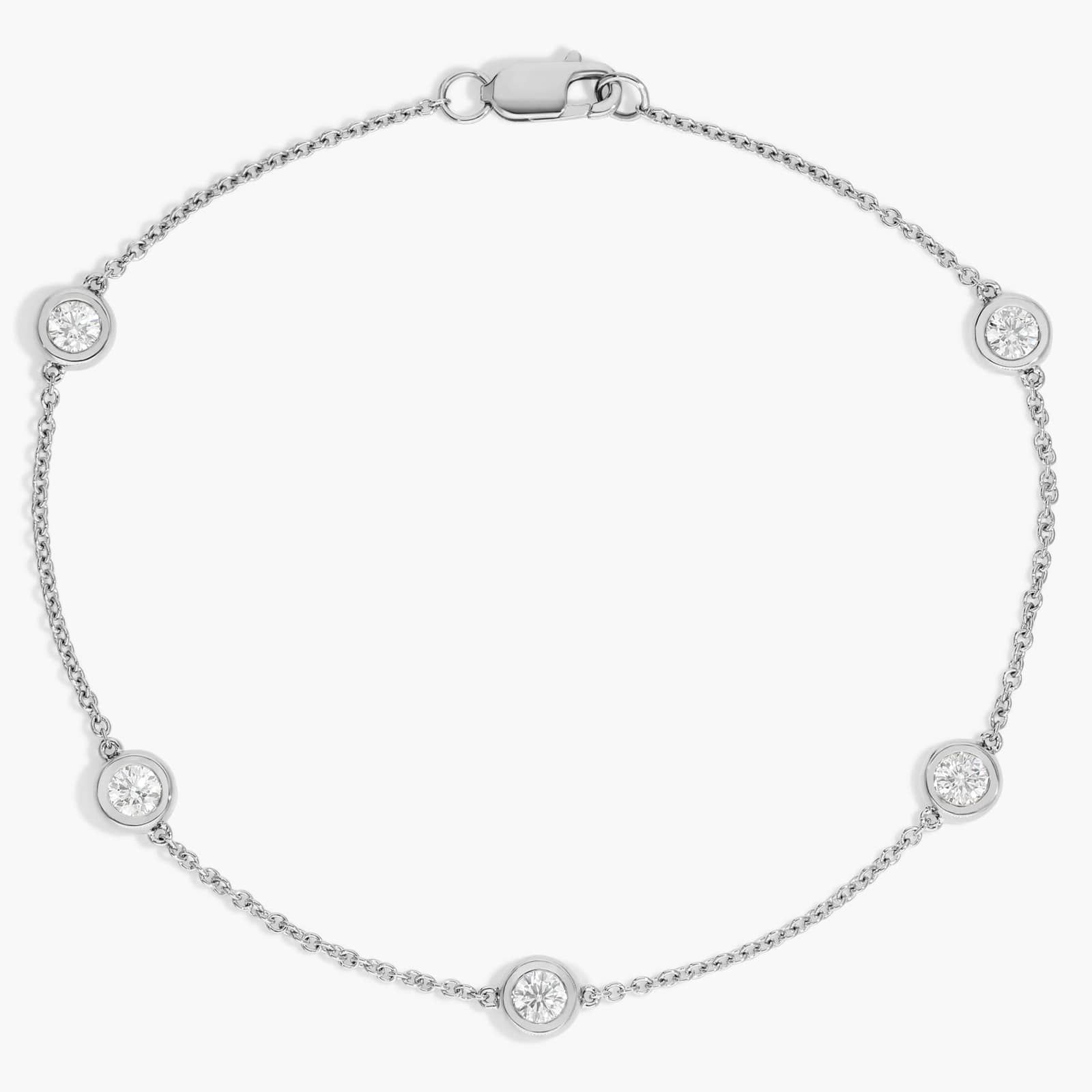 Diamond Bezel Station Bracelet with 0.5 CTW Round Cut Lab-Grown Diamonds in 14K White Gold