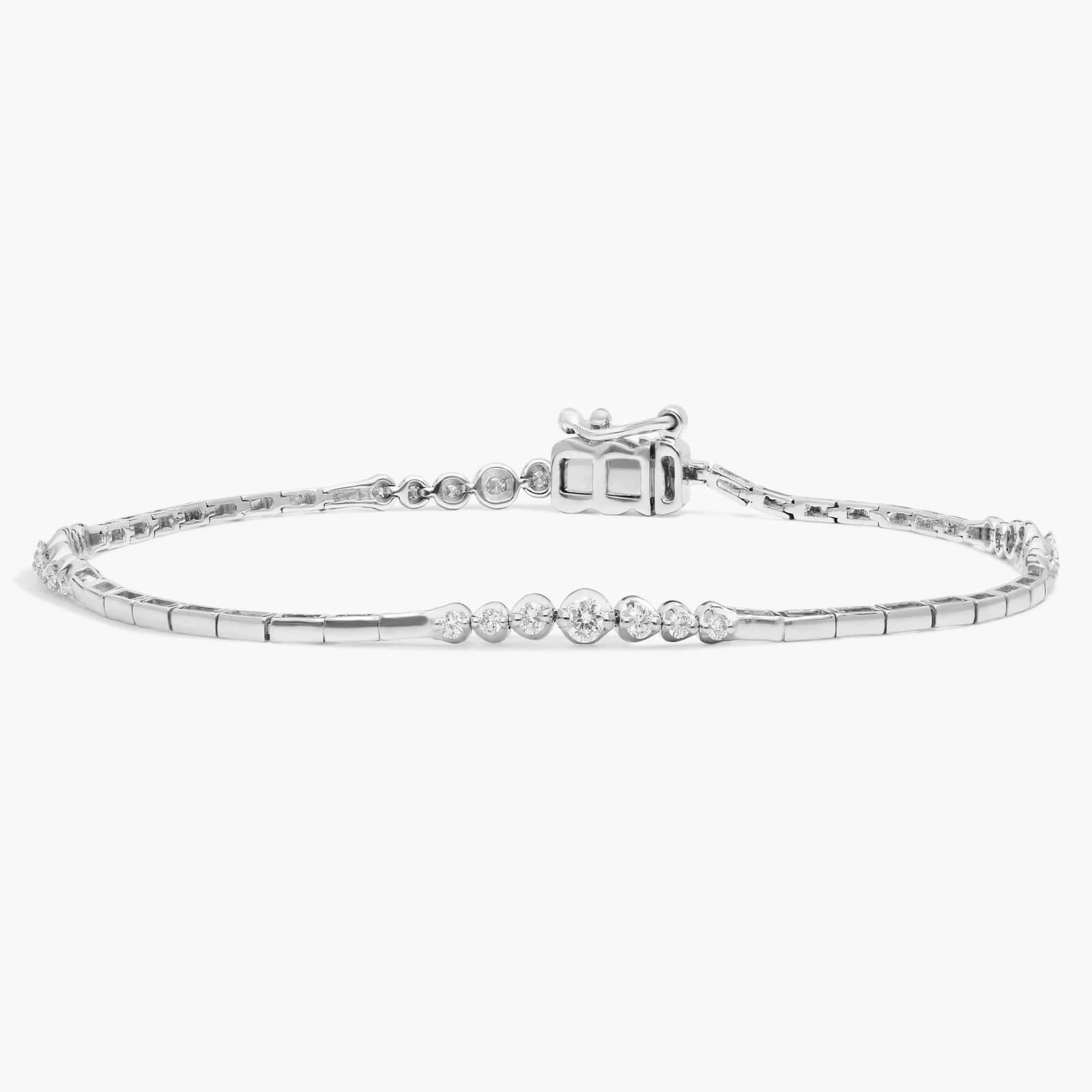 Graduating Diamond Bracelet with 0.5 CTW Round Cut Lab-Grown Diamonds in 14K White Gold