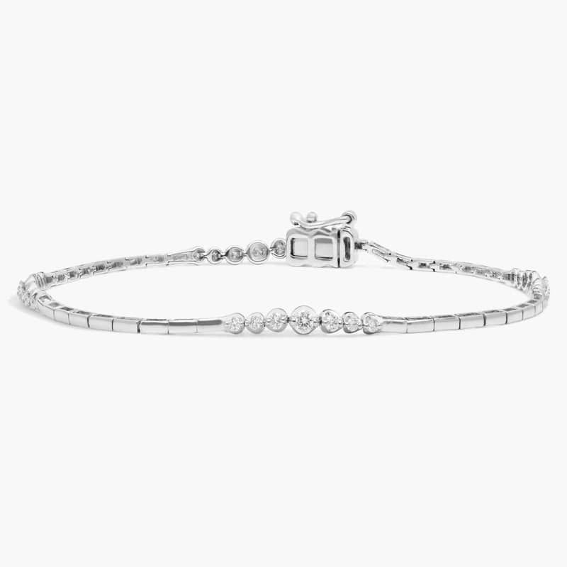 Graduating Diamond Bracelet with 0.5 CTW Round Cut Lab-Grown Diamonds in 14K White Gold