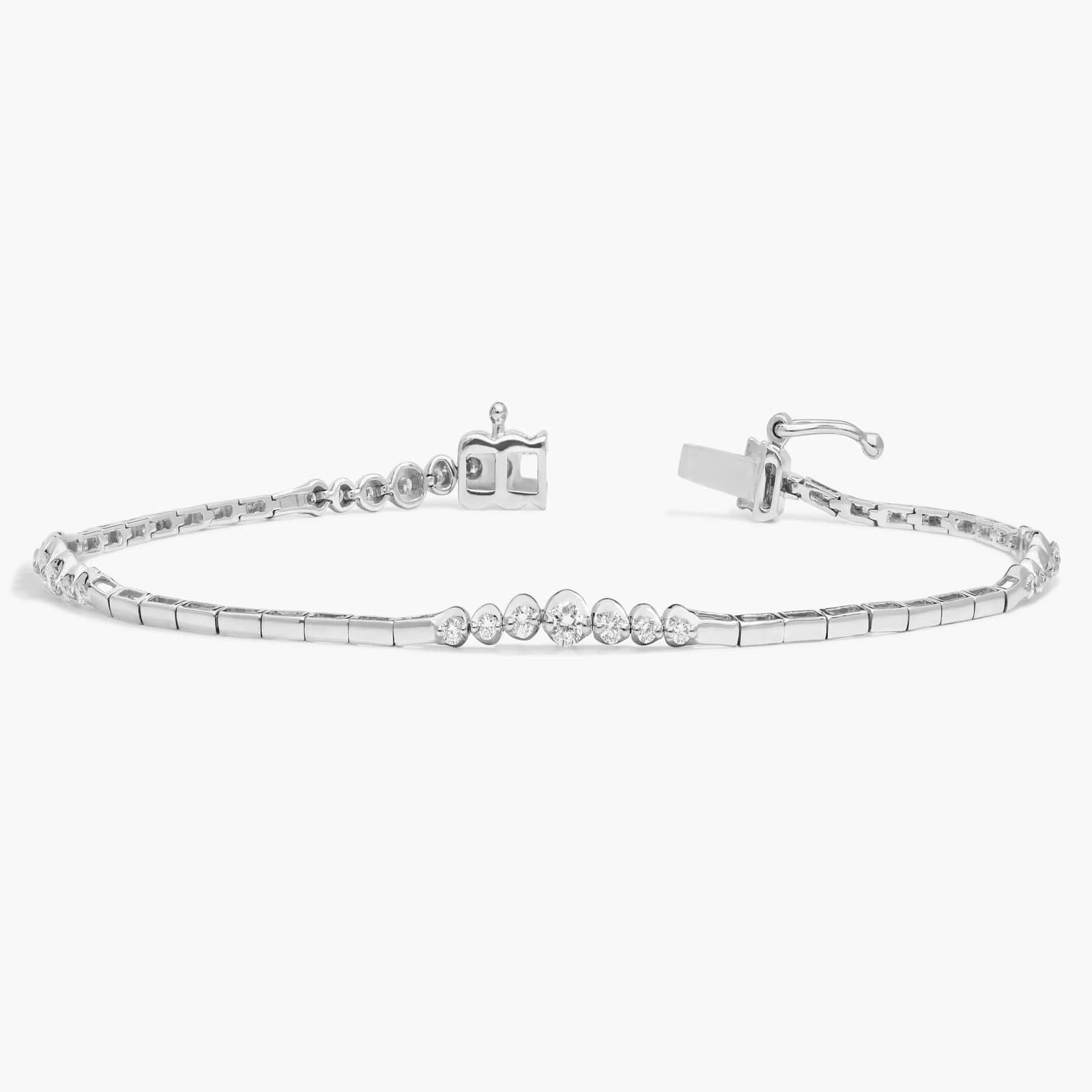 Graduating Diamond Bracelet with 0.5 CTW Round Cut Lab-Grown Diamonds in 14K White Gold