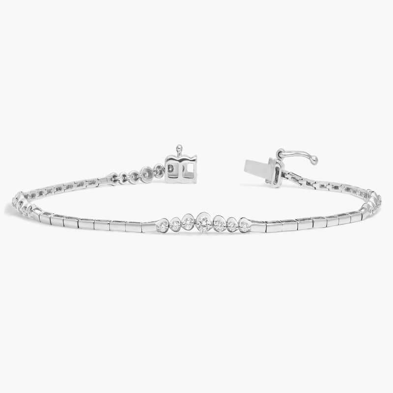 Graduating Diamond Bracelet with 0.5 CTW Round Cut Lab-Grown Diamonds in 14K White Gold