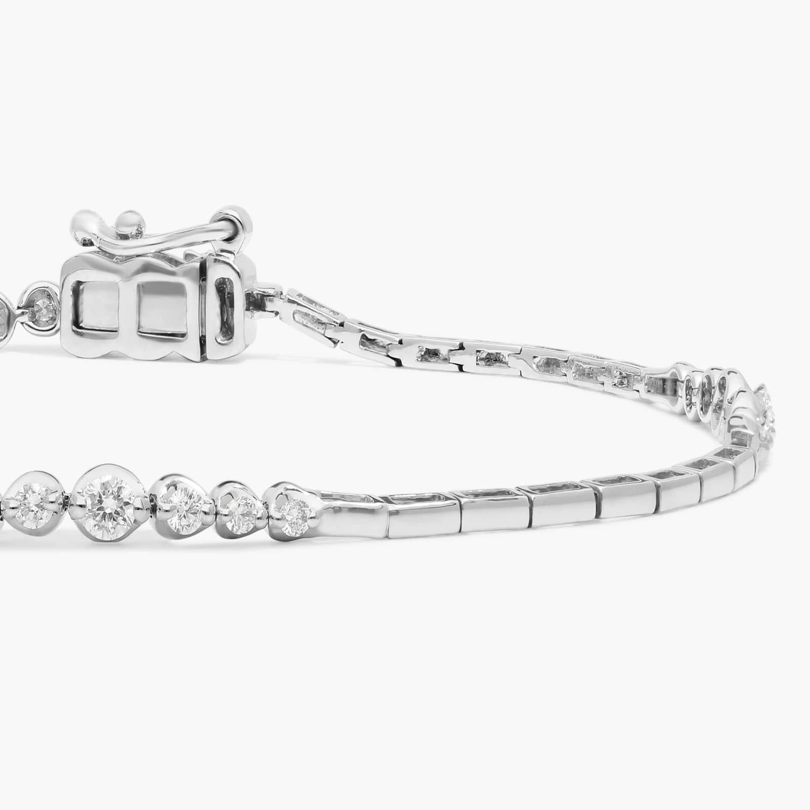 Graduating Diamond Bracelet with 0.5 CTW Round Cut Lab-Grown Diamonds in 14K White Gold