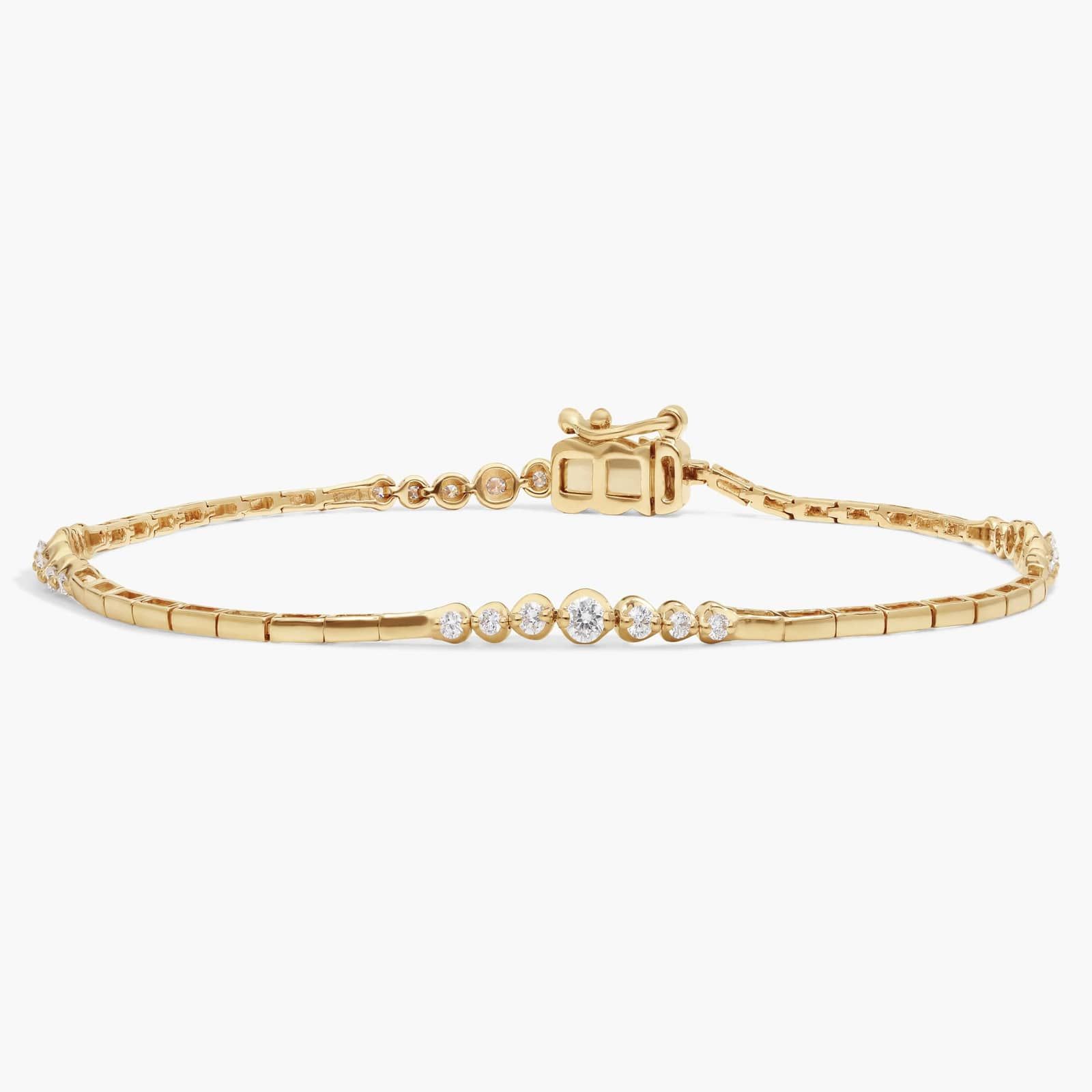 Graduating Diamond Bracelet with 0.5 CTW Round Cut Lab-Grown Diamonds in 14K Yellow Gold