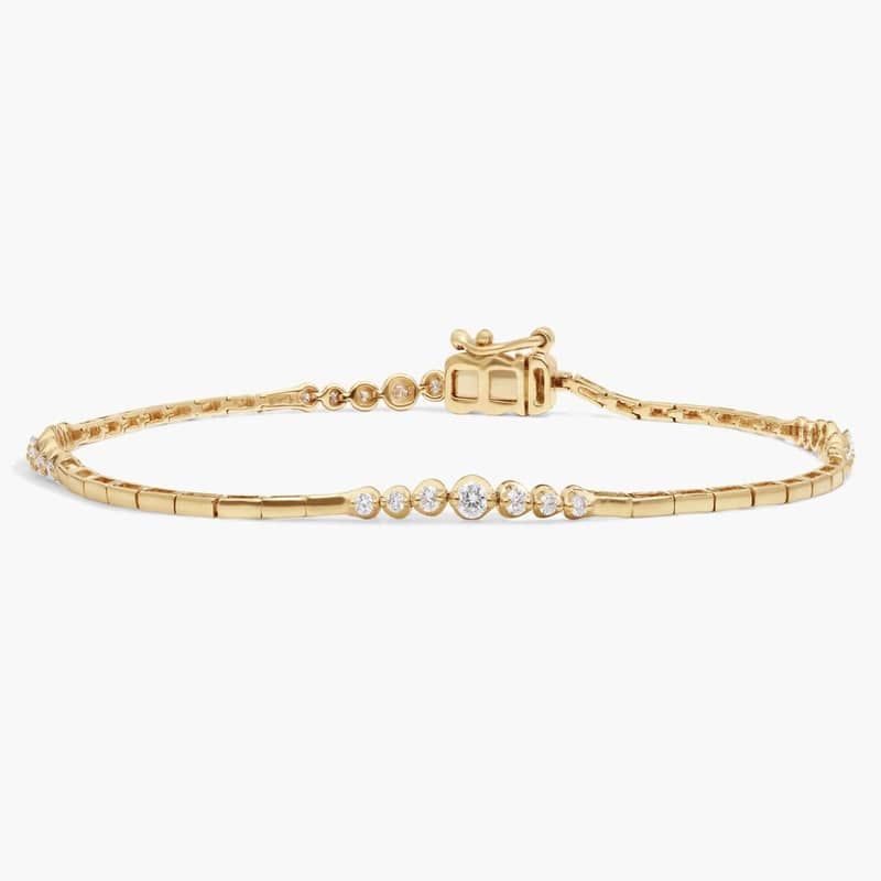 Graduating Diamond Bracelet with 0.5 CTW Round Cut Lab-Grown Diamonds in 14K Yellow Gold