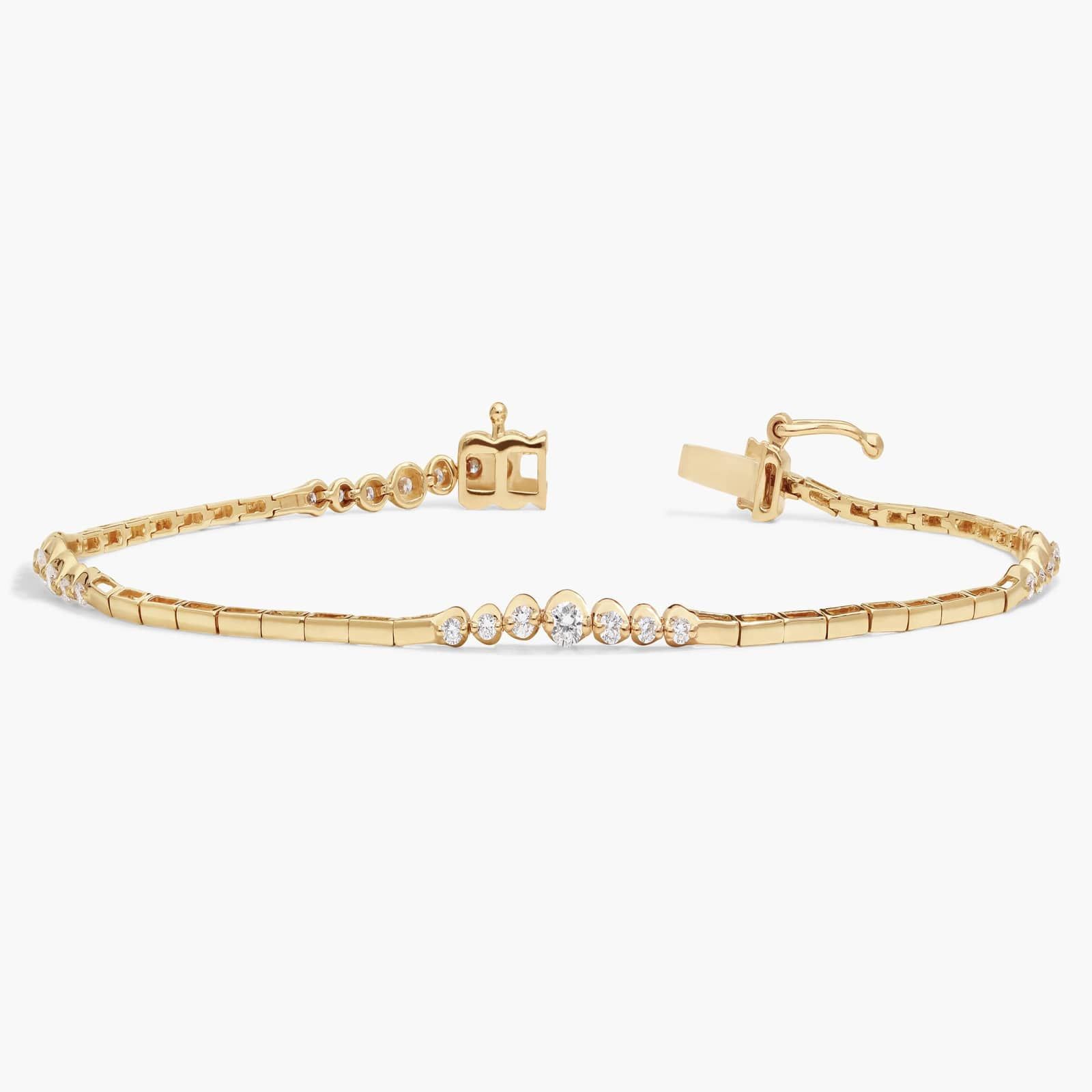 Graduating Diamond Bracelet with 0.5 CTW Round Cut Lab-Grown Diamonds in 14K Yellow Gold
