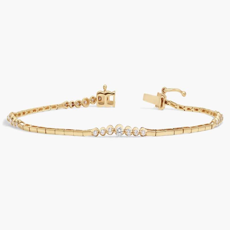 Graduating Diamond Bracelet with 0.5 CTW Round Cut Lab-Grown Diamonds in 14K Yellow Gold