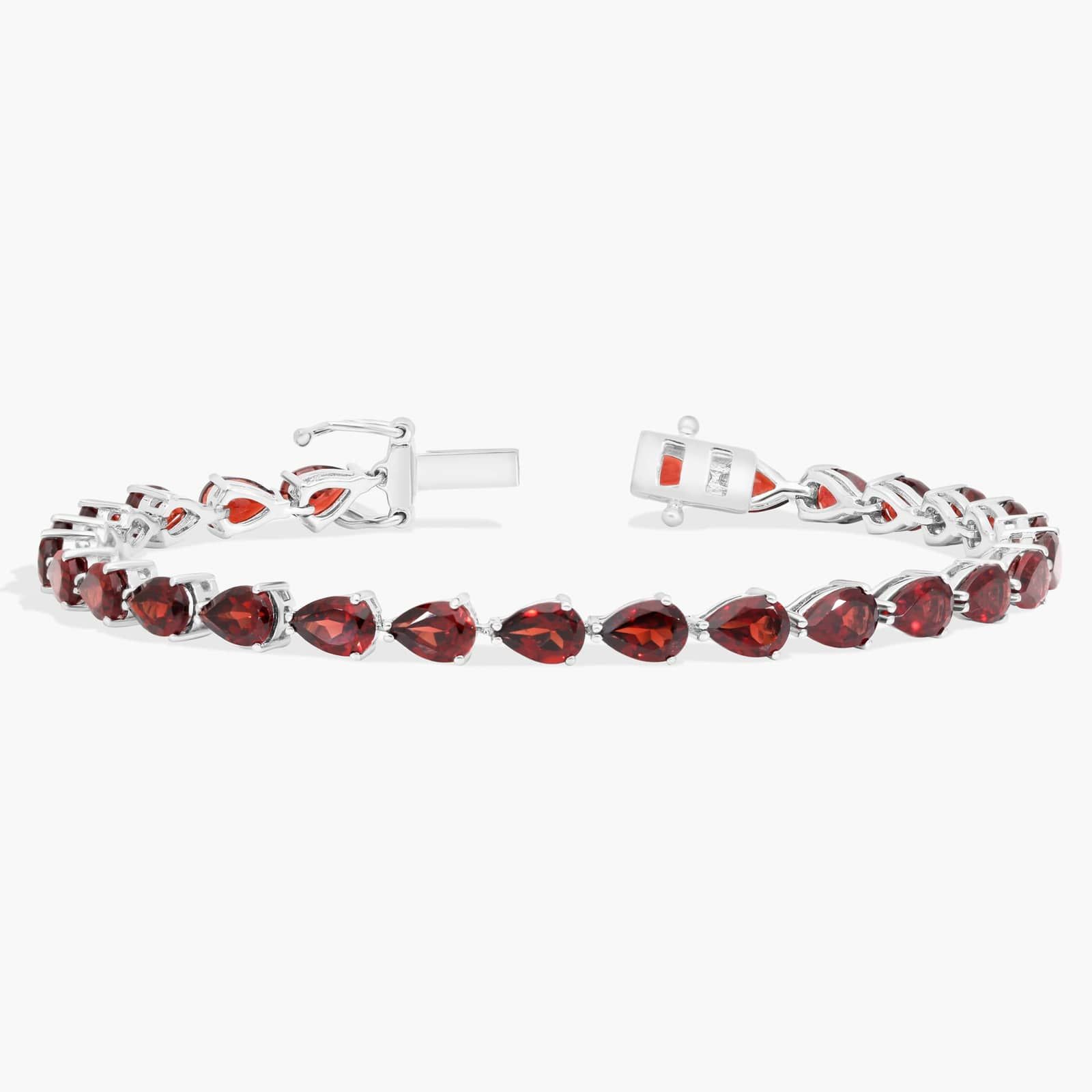 Pear Shaped Garnet Bracelet in Sterling Silver