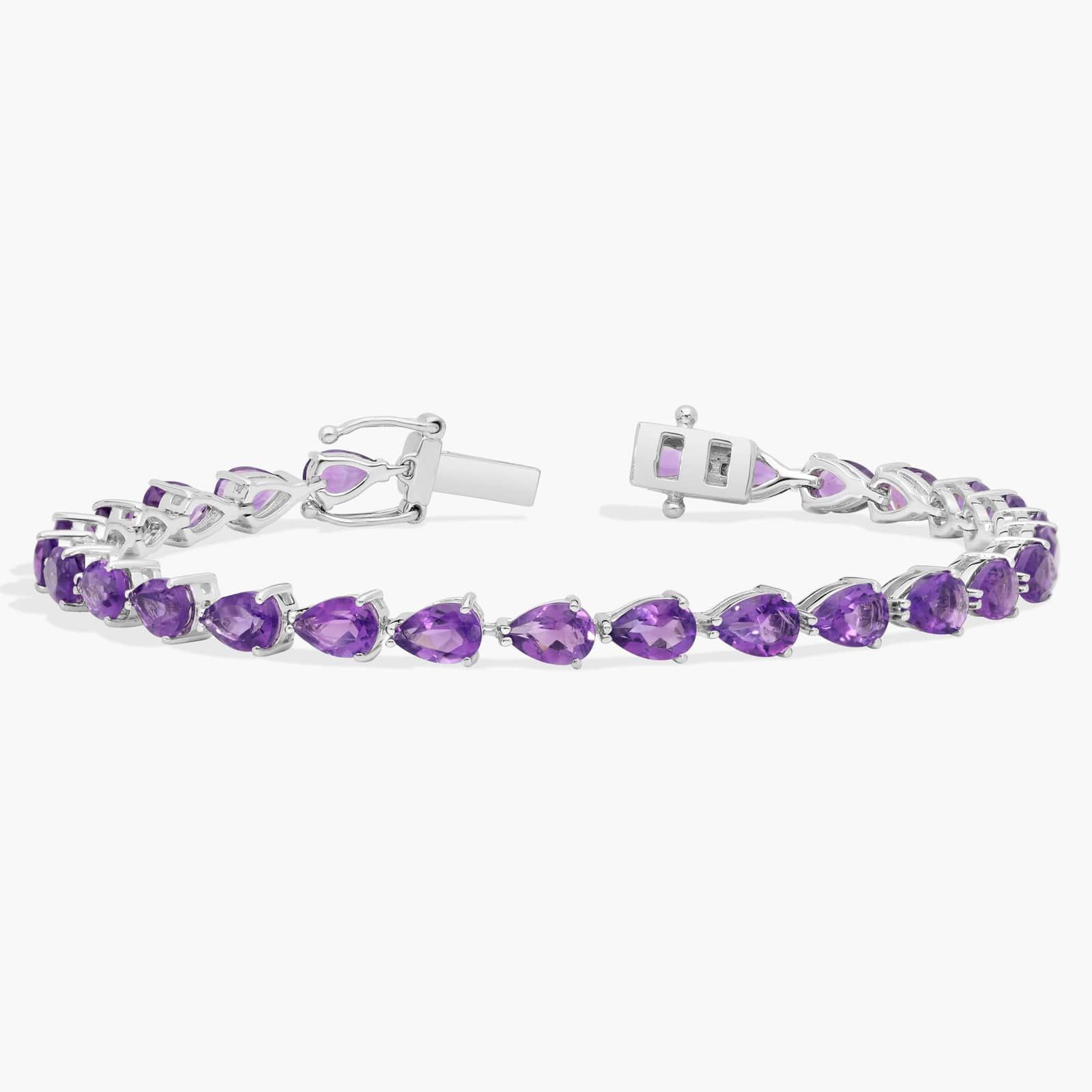 Pear Shaped Amethyst Bracelet in Sterling Silver