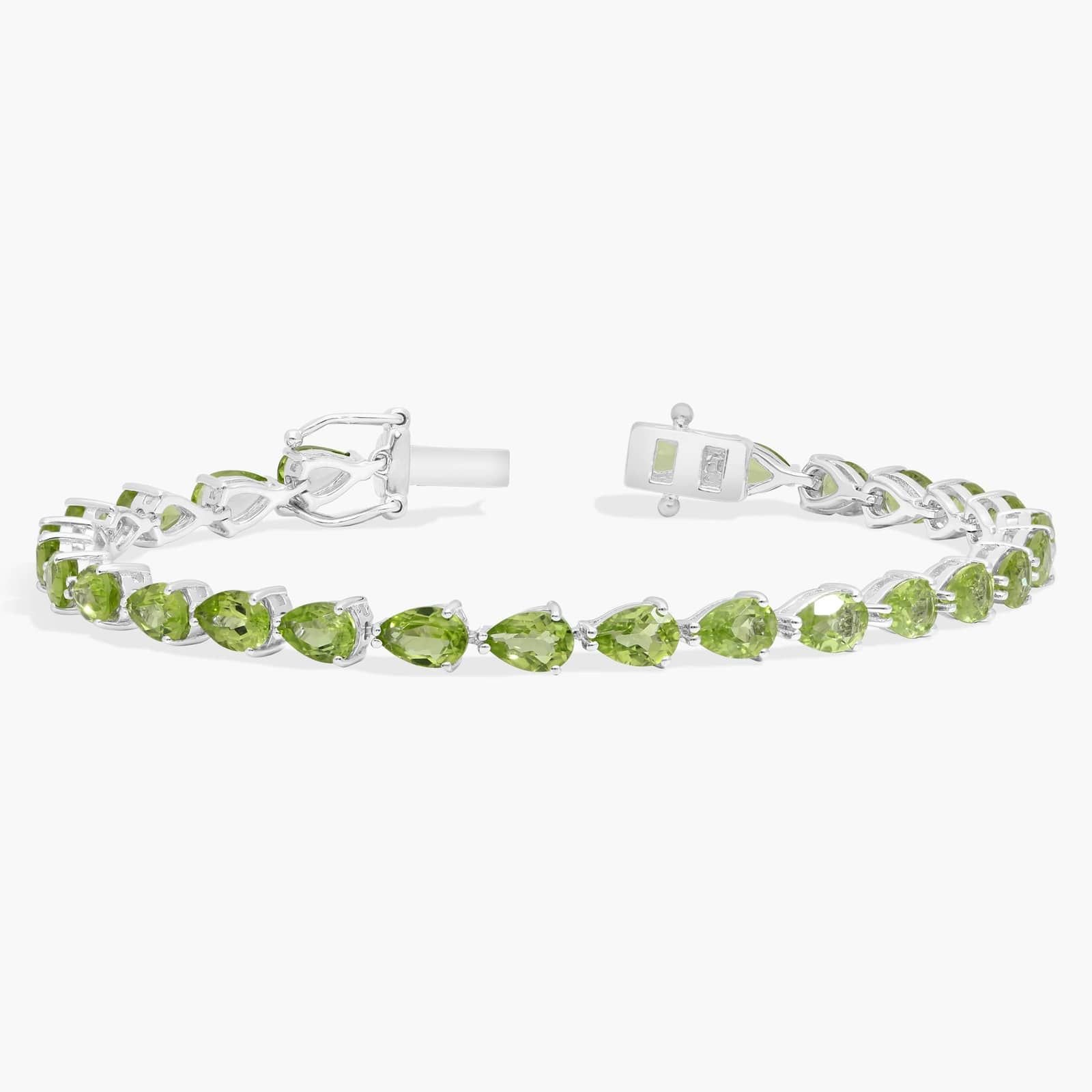 Pear Shaped Peridot Bracelet in Sterling Silver