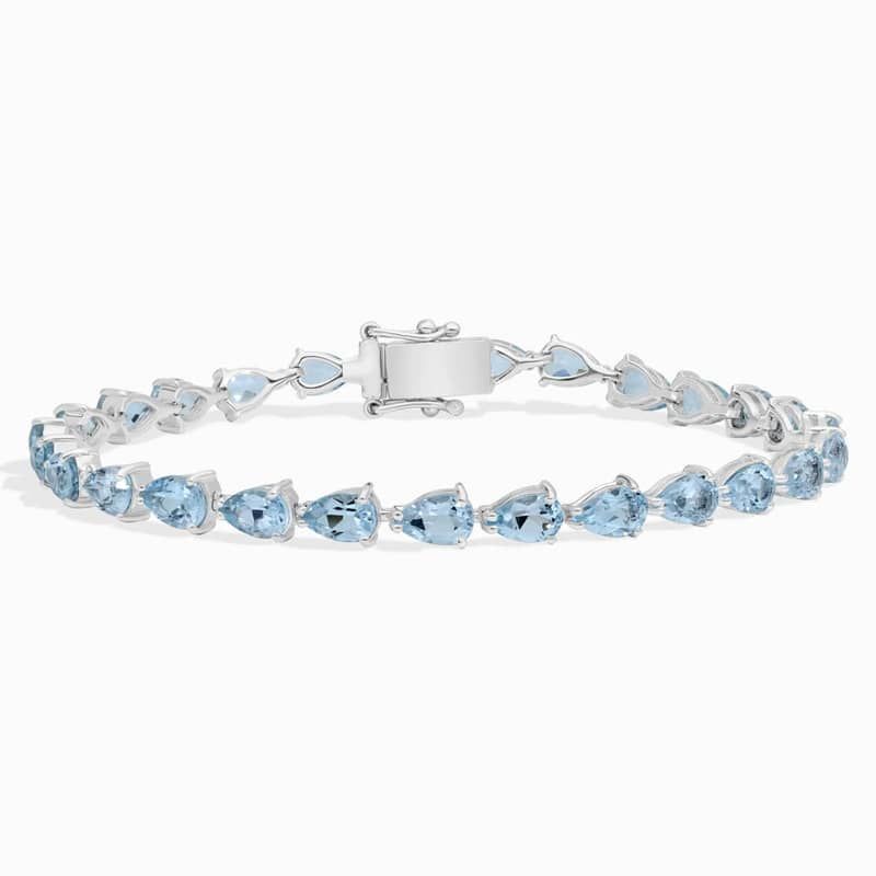 Pear Shaped Blue Topaz Bracelet in Sterling Silver