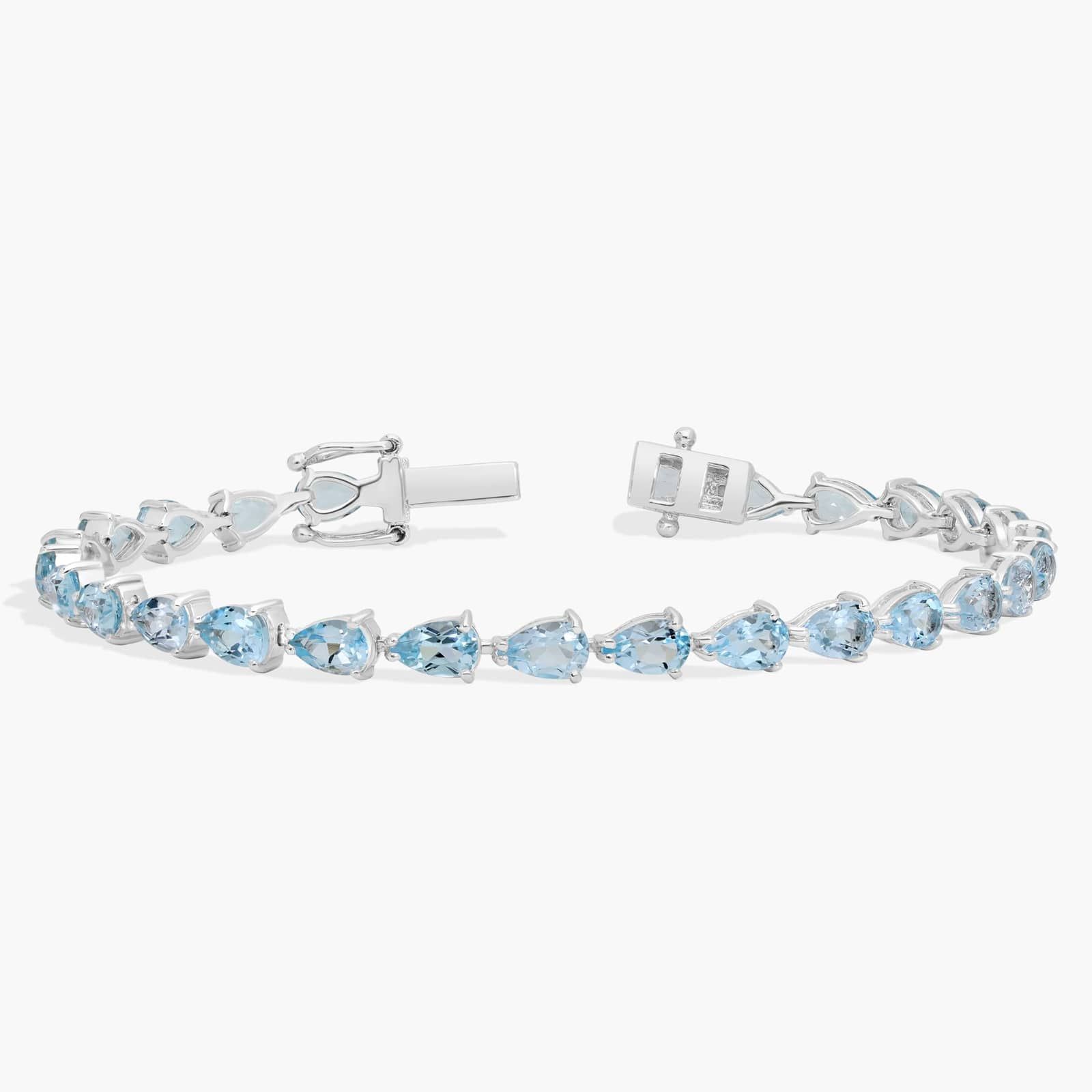 Pear Shaped Blue Topaz Bracelet in Sterling Silver