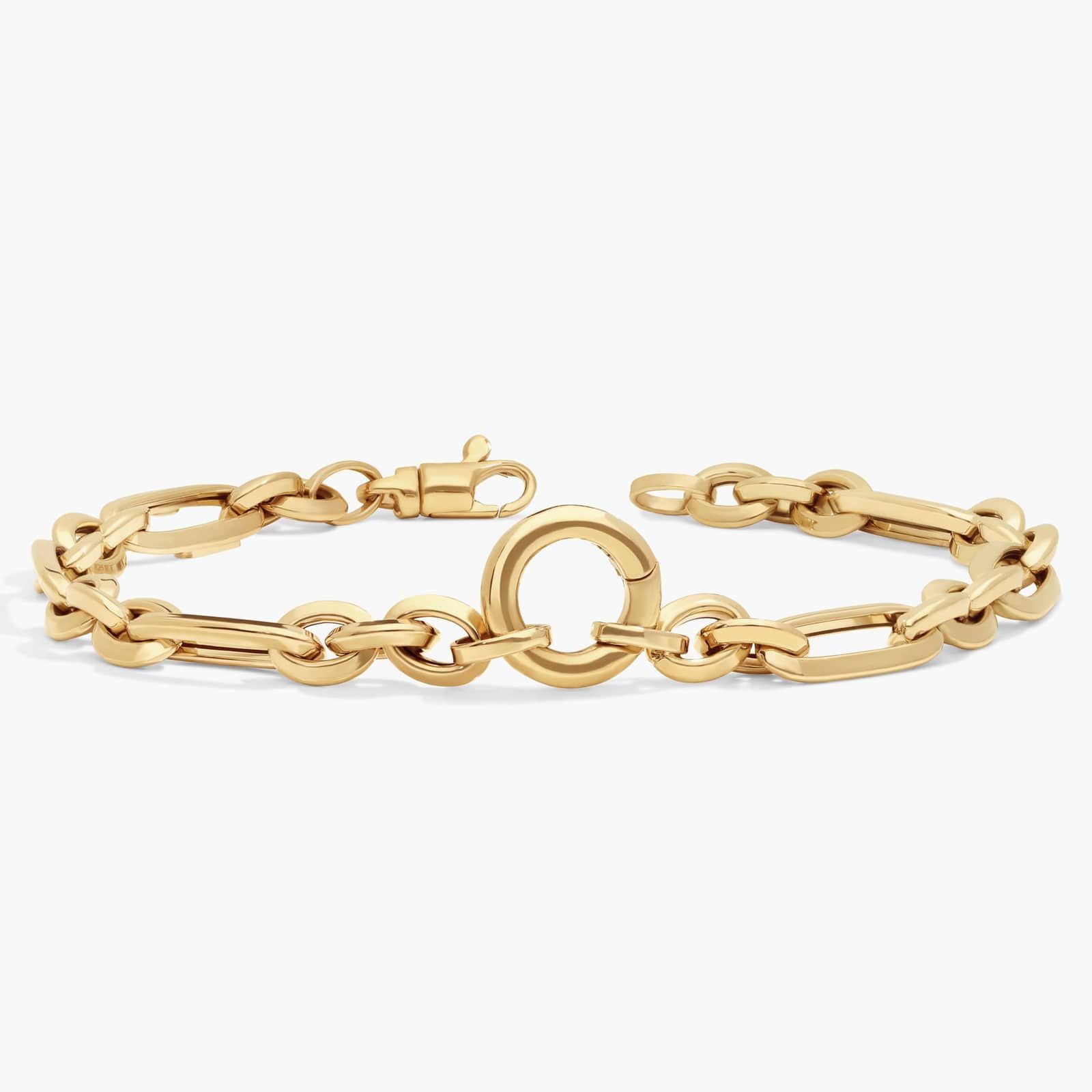 Fancy Link Chain Bracelet in 14K Yellow Gold