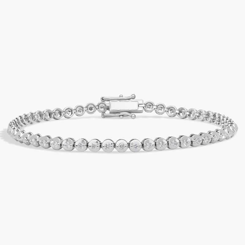 Diamond Bracelet with 1 CTW Round Cut Diamonds in 14K White Gold