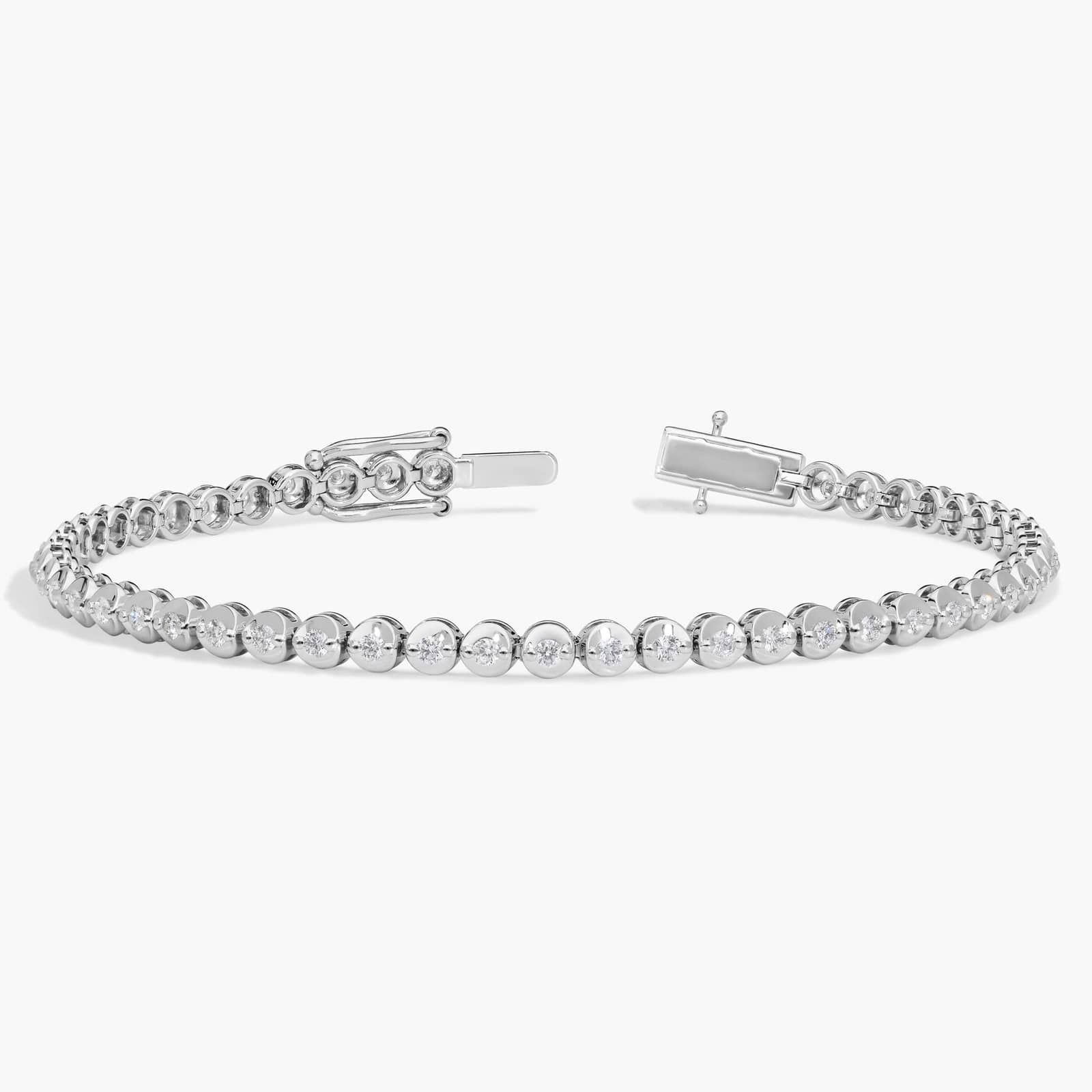 Diamond Bracelet with 1 CTW Round Cut Diamonds in 14K White Gold