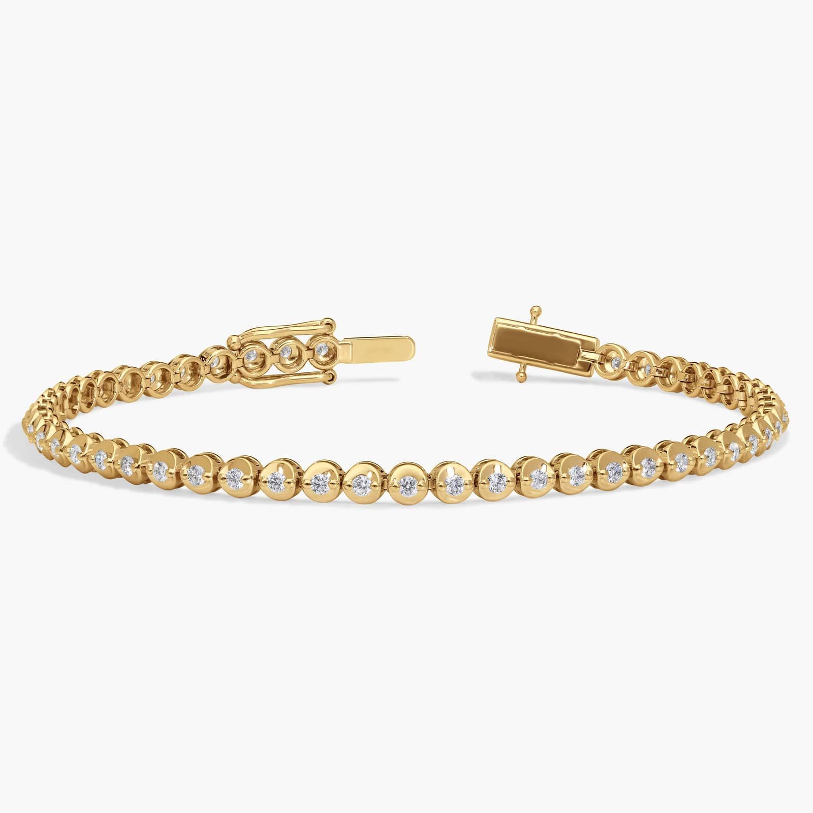 Diamond Bracelet with 1 CTW Round Cut Diamonds in 14K Yellow Gold
