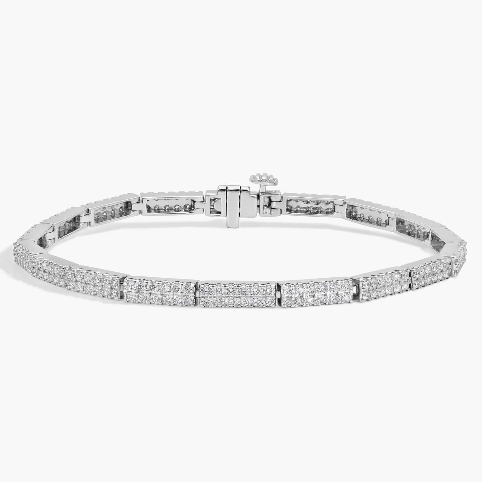 Two Row Diamond Bracelet with 2.5 CTW Round Cut Lab-Grown Diamonds in 14K White Gold
