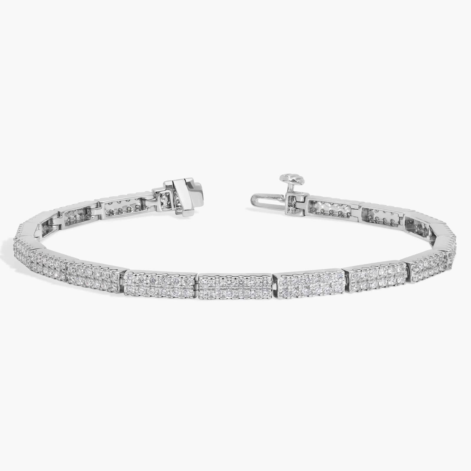 Two Row Diamond Bracelet with 2.5 CTW Round Cut Lab-Grown Diamonds in 14K White Gold