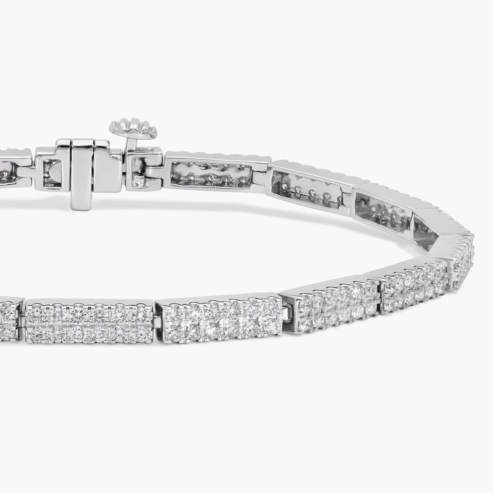 Two Row Diamond Bracelet with 2.5 CTW Round Cut Lab-Grown Diamonds in 14K White Gold