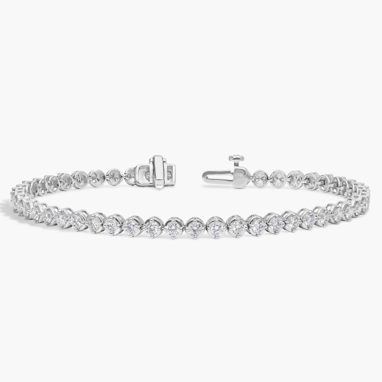 Diamond Tennis Bracelet with 3 CTW Round Cut Lab-Grown Diamonds in 14K White Gold