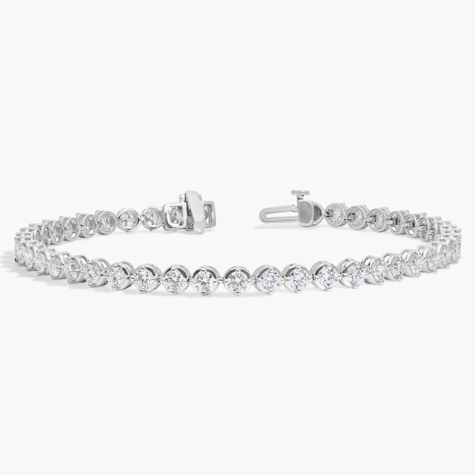 Diamond Tennis Bracelet with 4.4 CTW Round Cut Lab-Grown Diamonds in 14K White Gold